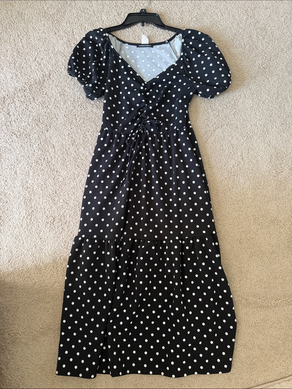 Caution To The Wind Black and White Polka Dot Maxi Dress